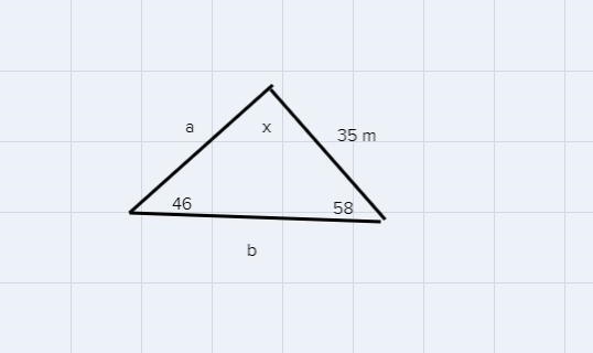 A triangular plot of land has angles 46° and 58°........-example-1