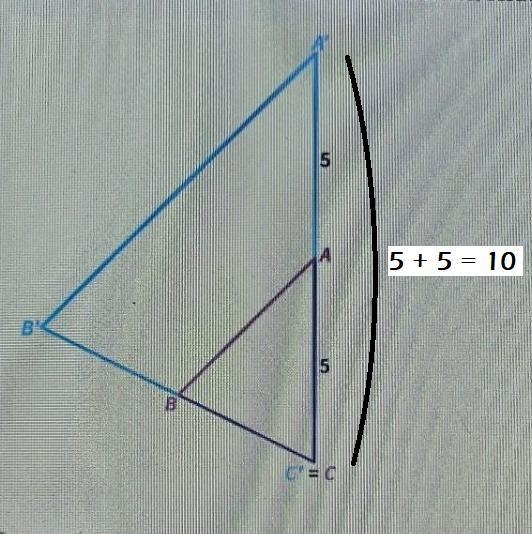 Answers : • center c and scale factor 2• center a and scale factor 5• center c and-example-1