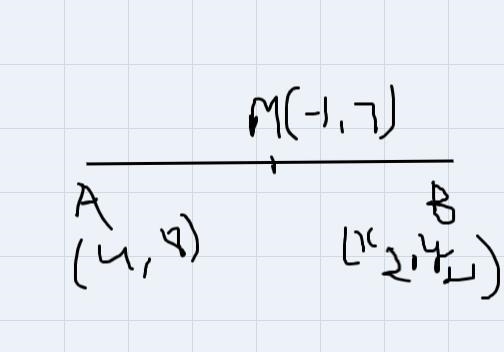 The midpoint of AB is M(-1,7). If the coordinates of A are (4,8), what are the coordinates-example-1