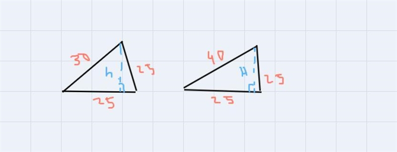 Let A be the area of a triangle with sides of length 25,25 and 30.Let B be the area-example-1