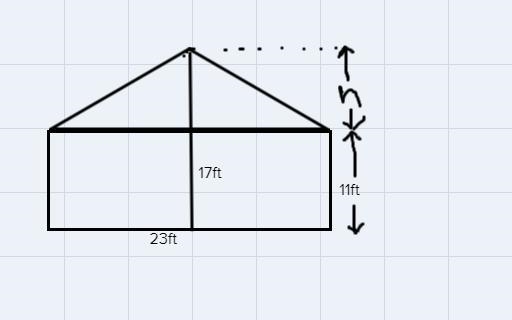 Calculate the area of the figure below. 17 ft. 11 ft. 23 ft.-example-1