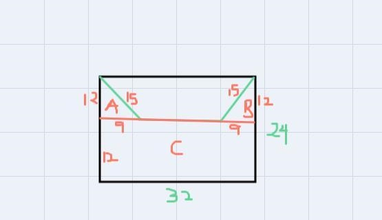 Find the area of a shaded region shown below, which was formed by cutting an isosceles-example-1