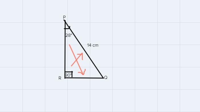 In the triangle PQR, R=90°, P=29°, and r =14cm. find the length of the side p to the-example-1