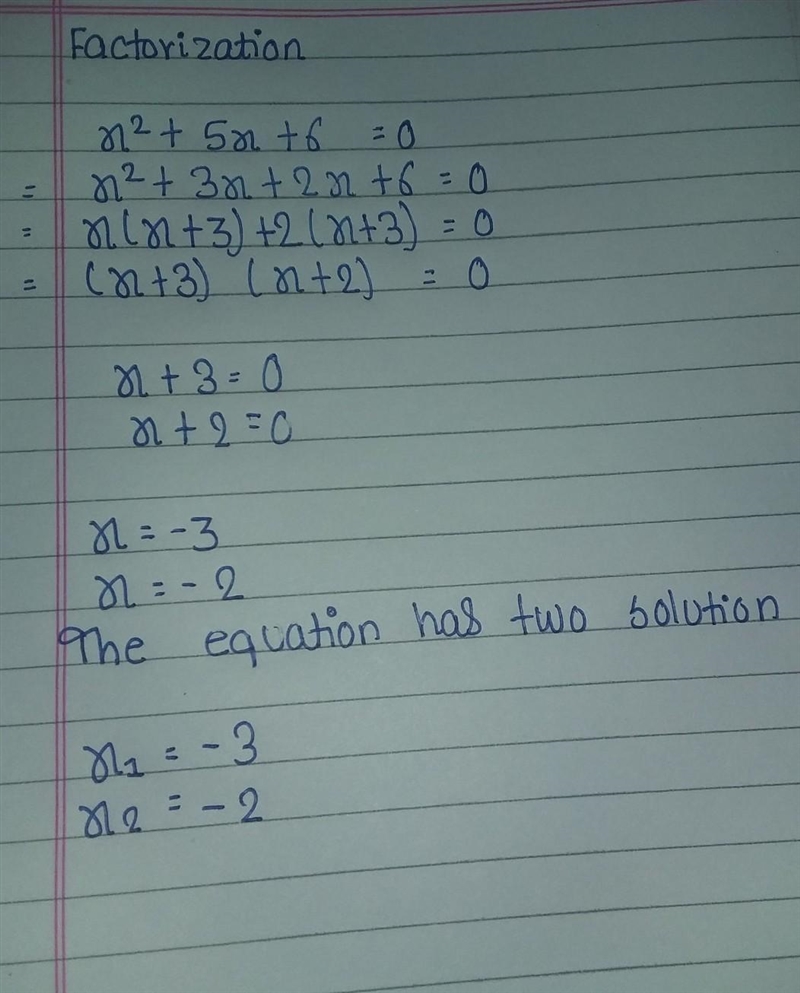 Solve for x - \bold{x {}^(2) + 5x + 6 = 0} ty! ~​-example-1