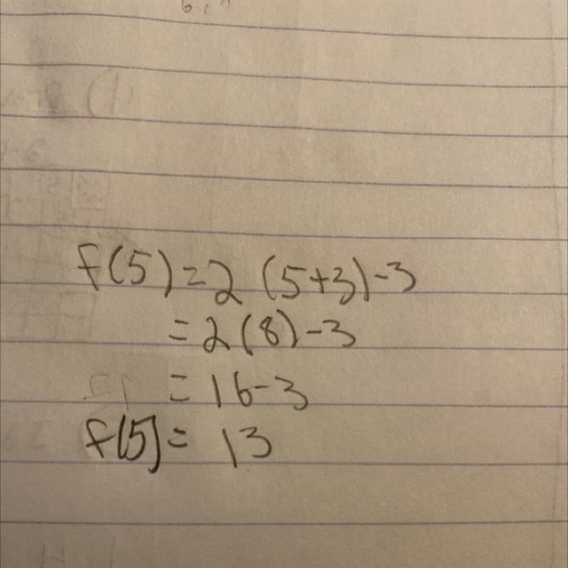 Find the value of f(5) for the function. f(a)=2(a + 3)-3 f(5)= (Simplify your answer-example-1