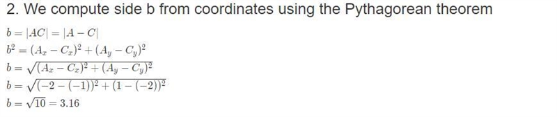 A triangle has vertices at (-2, 1), (2, 4), and (-1, -2). Find its perimeter and round-example-2