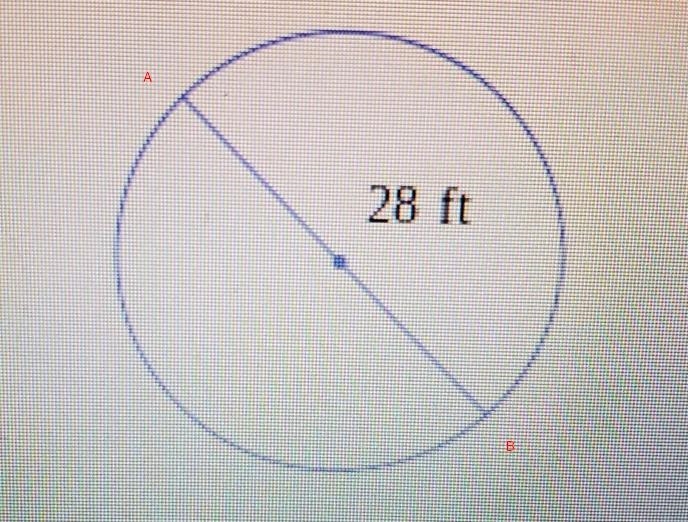 the Diameter of the Circle measure: 28 ftwhat is the Circumference of the Circle?use-example-1