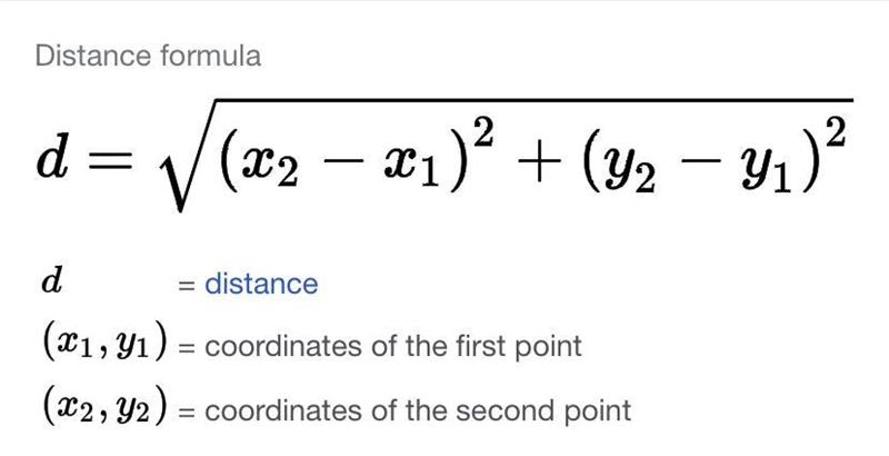 Use the Distance Formula to find the distance between each pair of points. (5,8) and-example-1