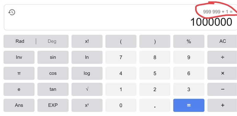 999,999 + 1=1,000,000 show work-example-1