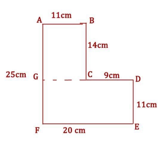 What's the area if the numbers are 11cm 25cm 14cm 9cm 20cm 11cm-example-1