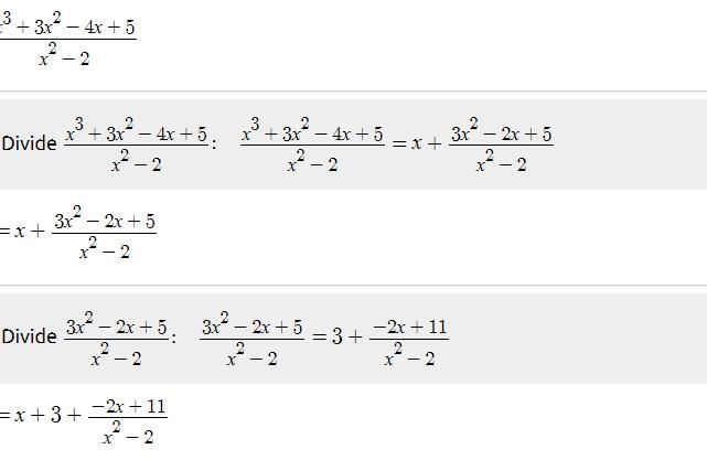 What is the quotient of the following rational expression? x^3+3x^2-4x+5/x^2-2-example-1