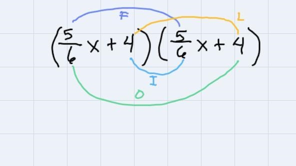 Express (5/6x + 4) 2 as trinomial in simplest form (2 is an exponent)-example-1