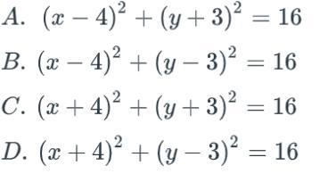 Match each of the circle equations below with their center and radius.-example-1