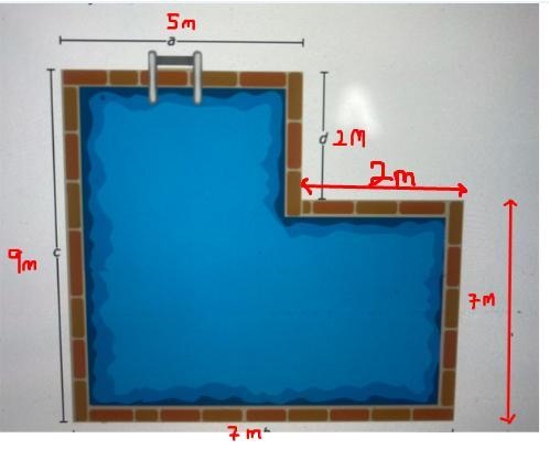 Note: Figure is not drawn to scale.If a = 5 m, b = 7 m, c= 9 m, and d = 2 m, what-example-1