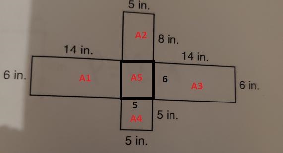 What is the area 5 in. 8 in. 14 in. 14 in. 6 in. 6 in. 5 in. 5 in.-example-1