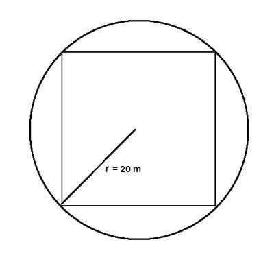 Square ABCD is inscribed in a circle with radius 20 m . What is the area of the part-example-1