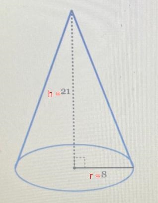 Find the volume of the right cone below in term of-example-1