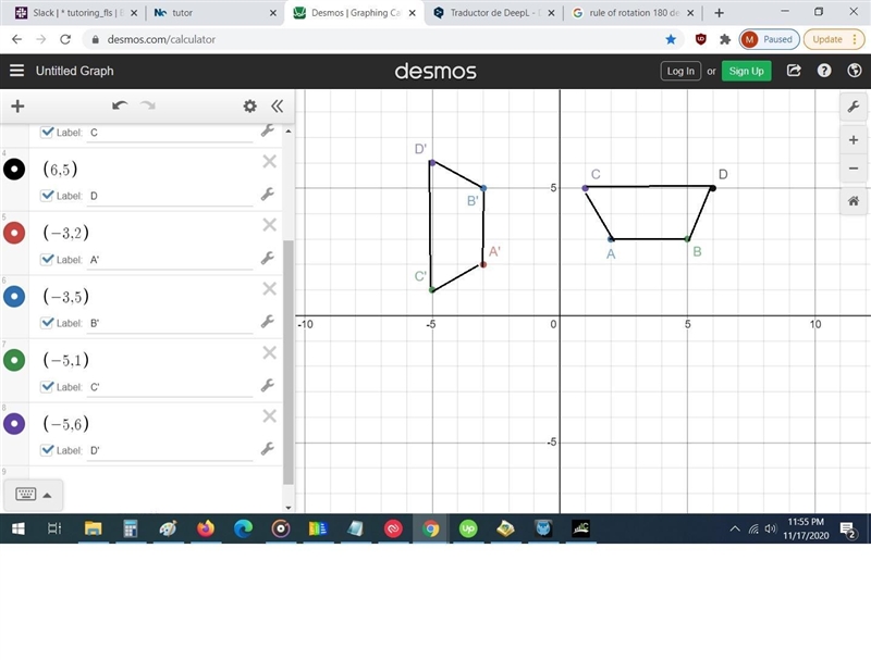 tice Rotate the Polygon 180* CCW. List the image coordinates. Write the general rule-example-2