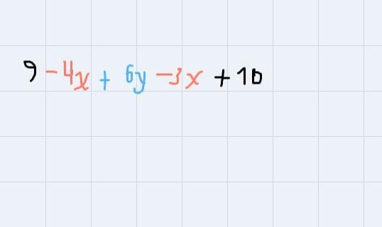 combined like terms directions : mark like terms with colors or symbols. write answers-example-1