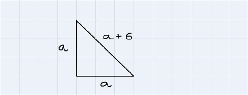 The hypotenuse of an isosceles right triangle is 6cm longer than either of its legs-example-2