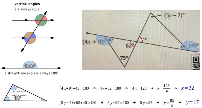 Find the value of x and y in the triangles below. Please help-example-1