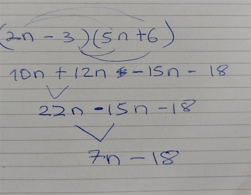 Multiply and combine like terms to degerming the product of these polynomials. (2 n-example-1