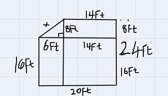 A customer provided this diagram of a patio to afencing company.14 ft24 ft16 ft20 ftWhat-example-1