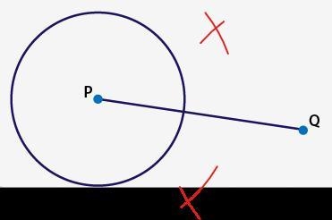 Leo is constructing a tangent line from point Q to circle P. What is his next step-example-1