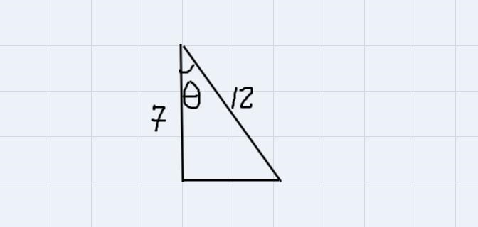 draw a right triangle that has leg with length 7 and a hypotenuse of 12. find the-example-1