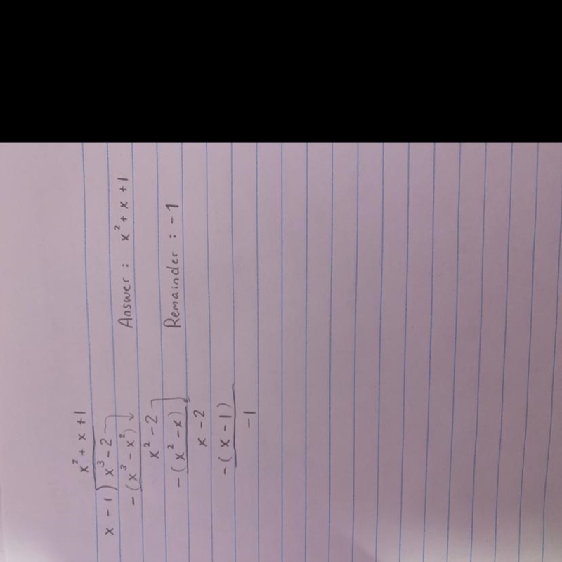 Find the remainder when (x3 – 2) is divided by (x – 1). What is the remainder?-example-1