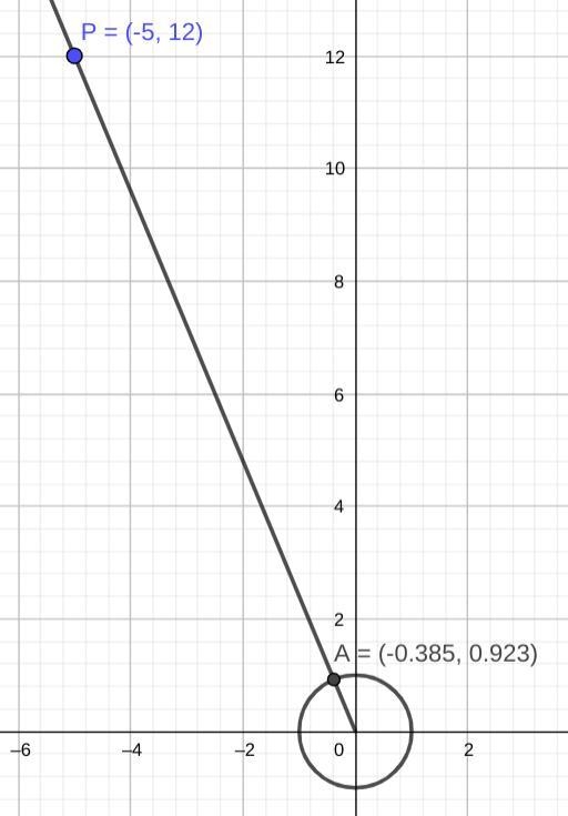 The terminal side contains the point (-5, 12). Find sin θ. Question 4 options: -.923 -.385 .923 .385-example-1