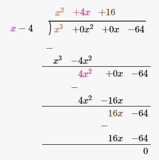 Find the real or imaginary solutions of the following equation by factoring. x^3-64=0Choose-example-1