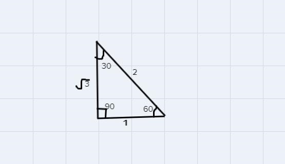 The side lengths of a 30-60-90 triangle are in the ratio 1 : square root of 3 : 2. What-example-1