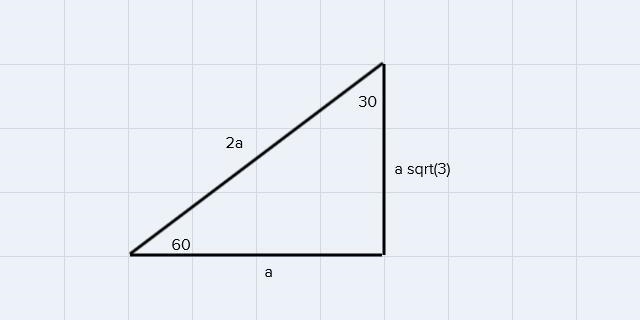 Use the ratio of a 30-60-90 triangle to solve for the variables. Leave your answers-example-1