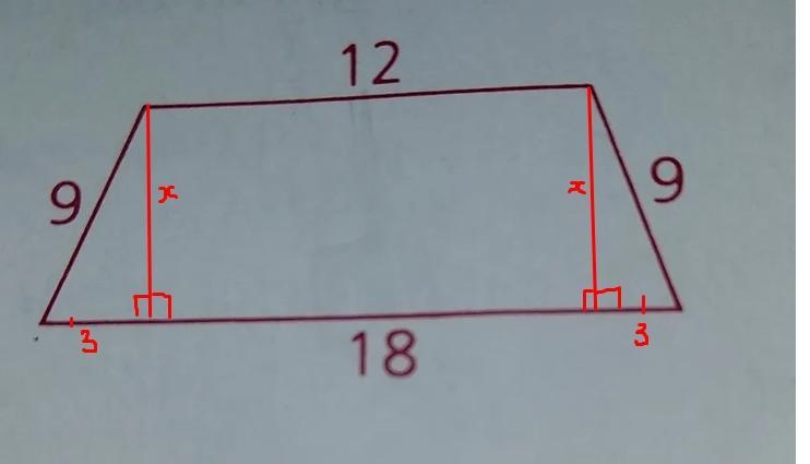 Find the altitude (length of a segment perpendicular to both bases) of the isosceles-example-1