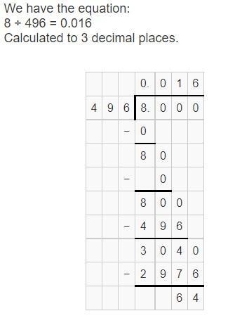 Divide 0.08 ÷4.96 it will-example-1