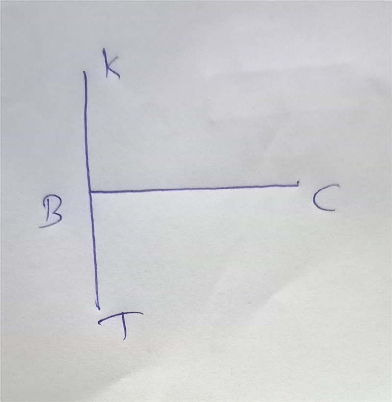 Sketch BC and KT such that BC is perpendicular to KT at B-example-1