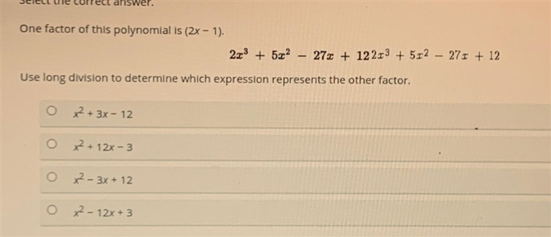 Using long division to determine which expression the other factor.-example-1