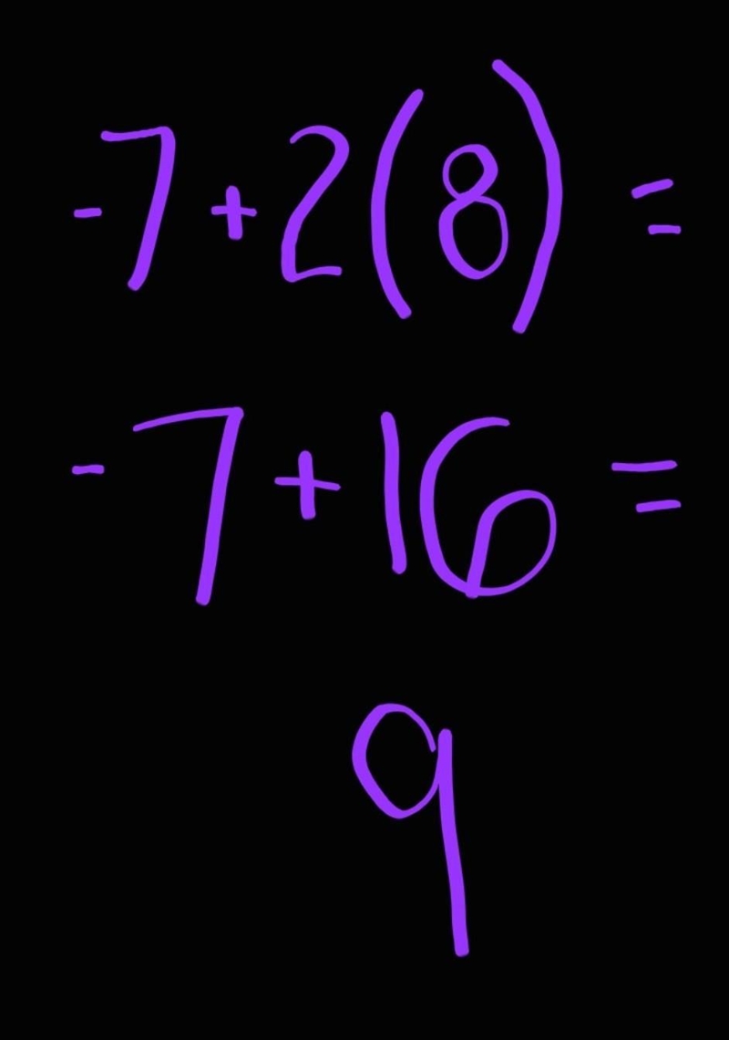 Evaluate the expression for j = 8. -7 + 2j =-example-1