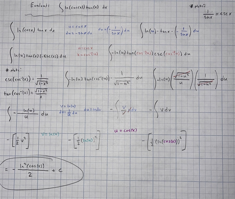 Find the indefinite integral by using appropriate substitutions. (Use C for the constant-example-1