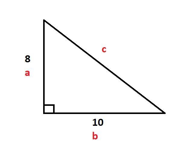 If the legs of a right triangle are 8 and 10, find the length of the hypotenuse.-example-1