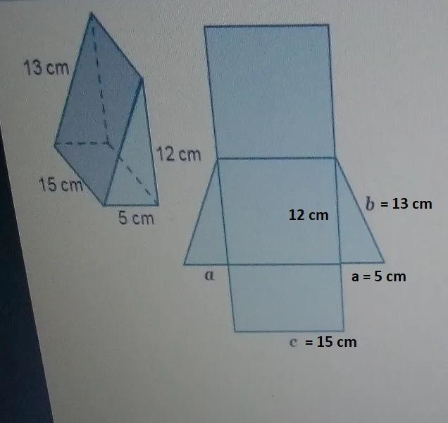 What are the dimensions, a, b, and c, of the net? cm as 13 cm b= 7 cm C cm 12 cm 15 cm-example-1