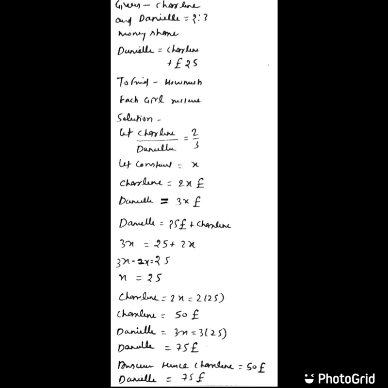 Charlene and Danielle share some money in the ratio 2:3 Danielle gets £25 more than-example-1