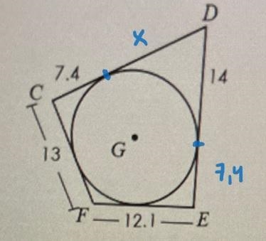 8. Find the perimeter of CDEF. Assume that all segments that appear to be tangent-example-2