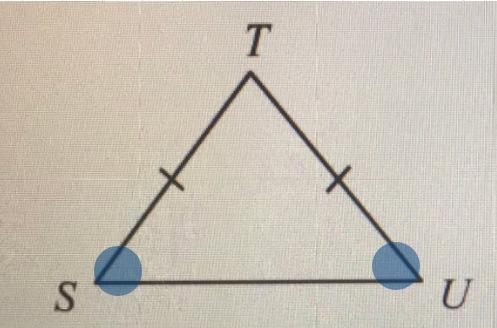 TSUIf the measure of angle U = 22 degrees, thenangle S =angle U =-example-1