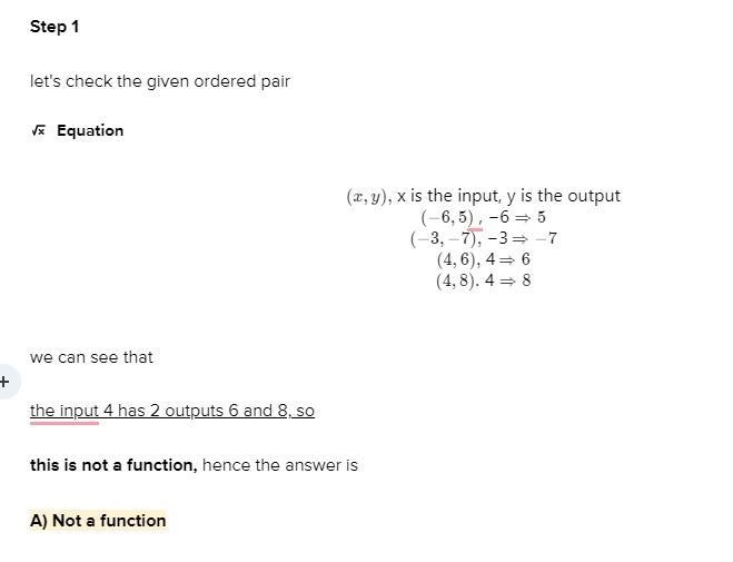 Determine whether the relation is a function.13) {(-6, -5), (-3, -7), (4, 6), (4,8)}A-example-1