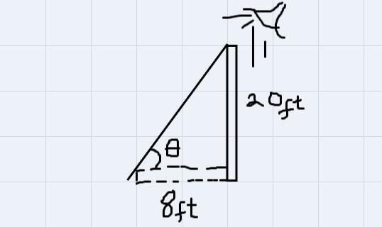 A 20 ft flagpole is casting a shadow that is 8.9 ft long. What is the angle of elevation-example-1