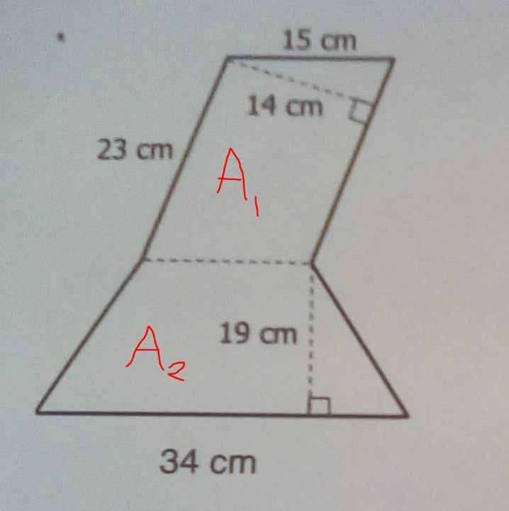 Find the areas of the figure. Area of Parallelogram, Trapezoid and Composite figure-example-1