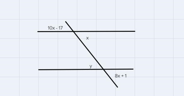 Find the values of x and y if / || m.9.(10x - 17)17(6) + 29) (8x + 1)-example-1