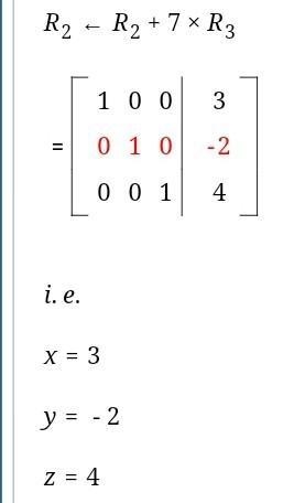 Solve the system of equations: X+y+z=5 -3x-4y+4z=15 2x-y-4z=-8-example-3